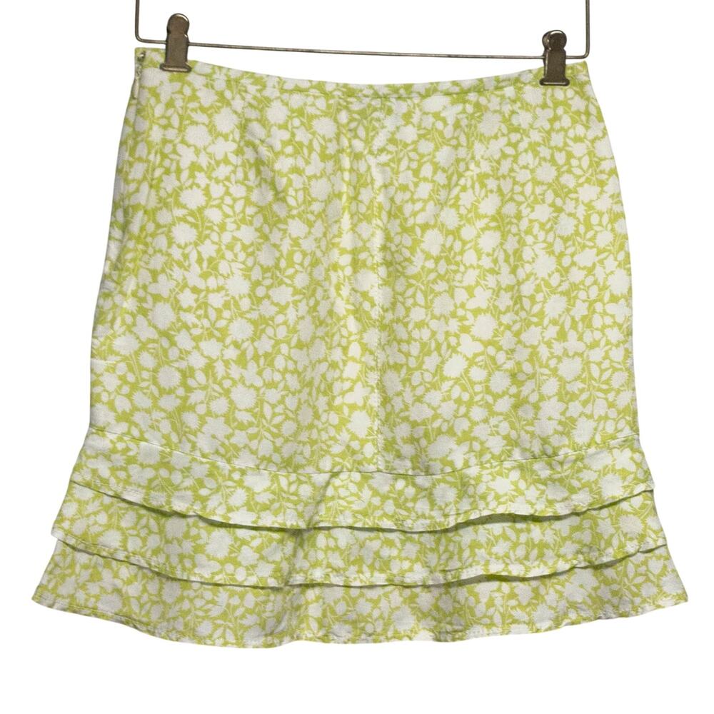 6P ANN TAYLOR Y2K Preppy Retro Cottage Core Linen Blend Boho Summer Mini Skirt